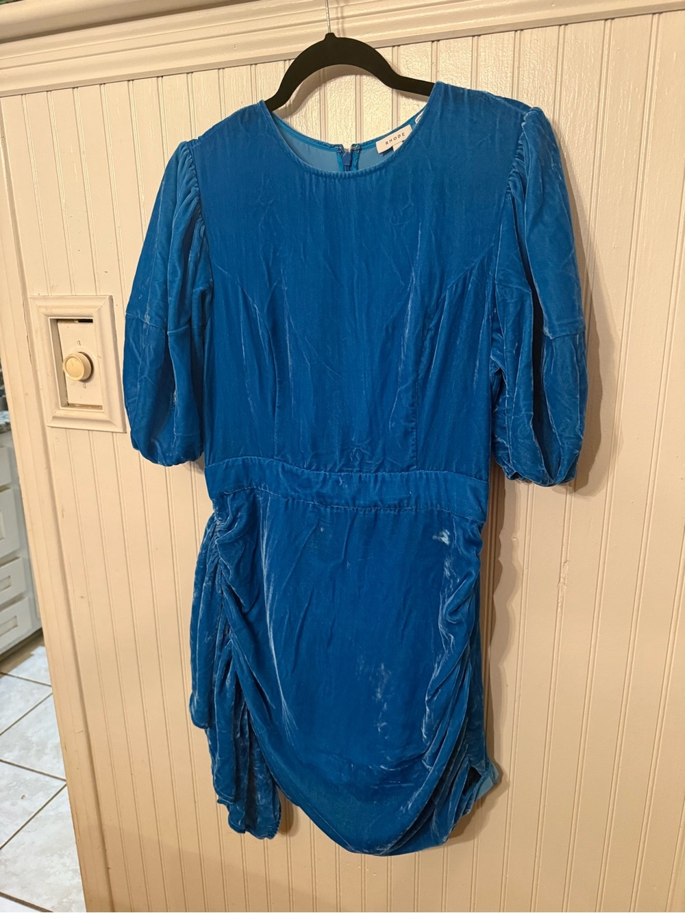 RHODE Pía Velvet Large Blue Mini Dress